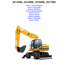 JCB instrukcje napraw + schematy + DTR: JCB Koparki ​​​​​​​ JS130W - JS145W - JS160W - JS175W  instrukcja naprawy